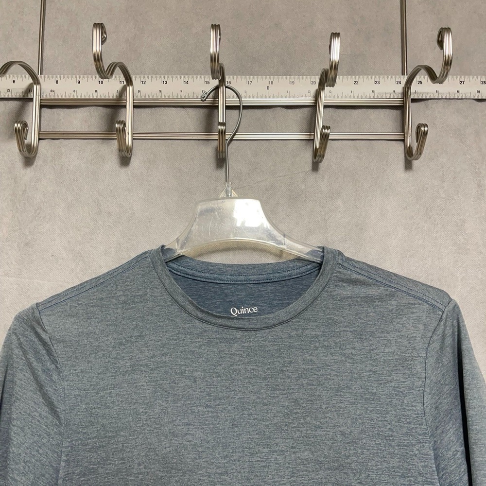 Quince Shirt Men S Blue Heather Performance Stretch Crewneck Athletic Workout‎